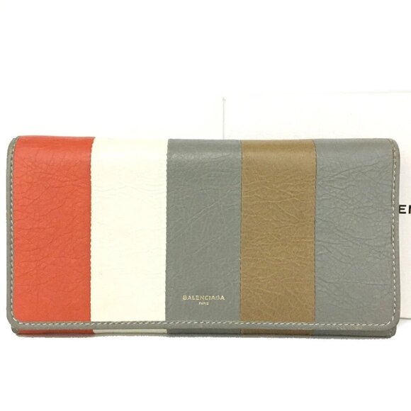 BALENCIAGA Bazaar Leather Long Bifold Wallet MultiColor/2BB2745 - Picture 1 of 8